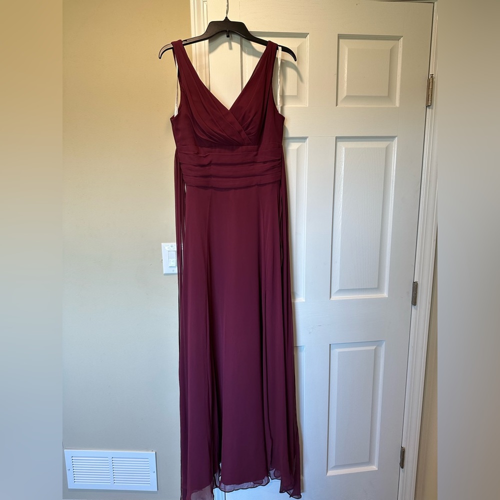 David’s Bridal Long Chiffon Tank Dress - Wine
